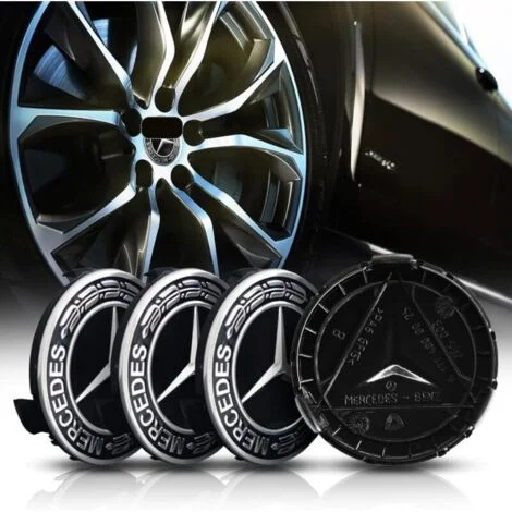 Set di coprimozzi da 4 pezzi per Mercedes-Benz da 75 mm in alluminio + ABS Coprimozzi centrali in ABS Accessori per auto