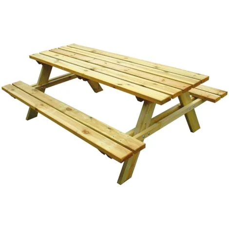 TAVOLI TAVOLO PER GIARDINO PIC NIC CON PANCHE LASA IMPREGNATI CM. 200X148XH70
