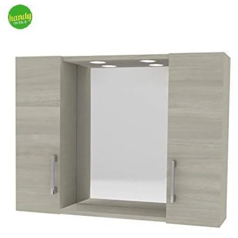 SPECCHIERA DA BAGNO PENSILE DOPPIO 'DIA' cm 77 x 16 x h.57 - rovere grigio