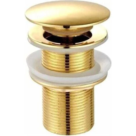 Piletta universale per lavabo – Piletta moderna click-clack – Piletta con troppopieno, ottone, acciaio inox, oro (senza troppopieno)