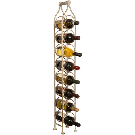 Porta bottiglie vino in ferro battuto Cantinetta porta spumante 105x15 cm Espositore porta vino da terra 8 bottiglie Enoteca