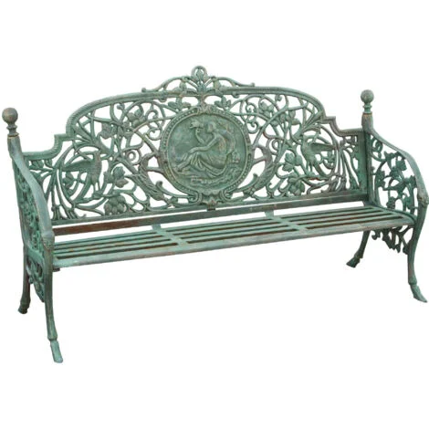 Panchina da giardino in ghisa 184x110x70 cm Divanetto da esterno Panca con braccioli Liberty Sedia 3 posti Panchina in ferro