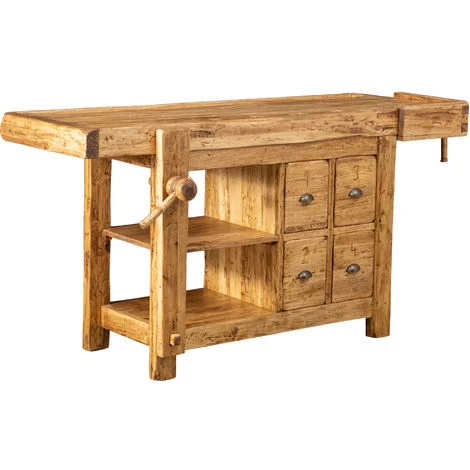 Tavolo alto lavoro 184x92x74 cm Made in Italy Isola cucina piano lavoro legno massello Bancone cucina Piano lavoro cucina legno
