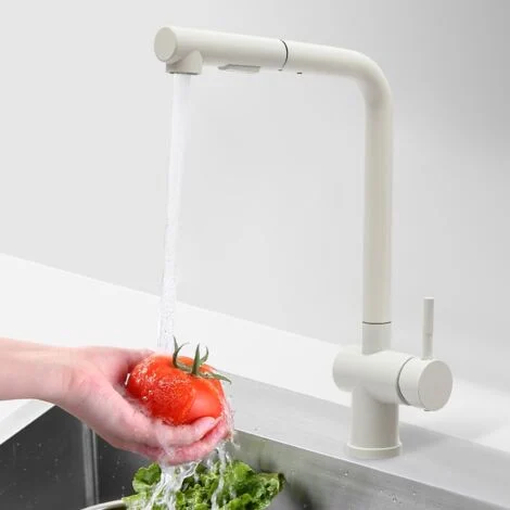 Rubinetto cucina bianco 360°, rubinetto cucina con spruzzatore estraibile, miscelatore NUOVO