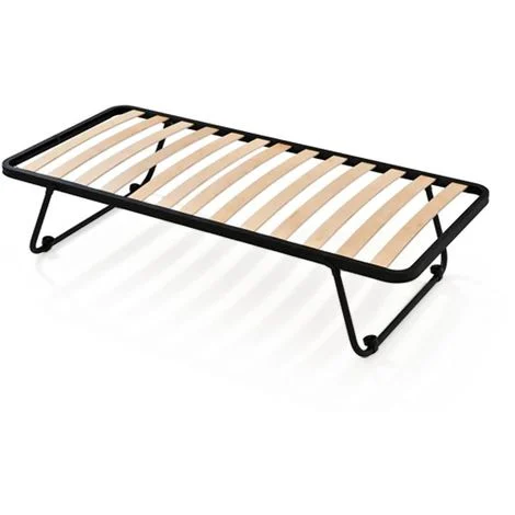 EVERGREENWEB - Rete a doghe Singola 80x190 cm Letto Apribile Salvaspazio con Gambe Pieghevoli, Doghe in Legno Naturale di Faggio, 4 Ruote AntiGraffio Struttura in Ferro Rinforzata per Tutti Materassi