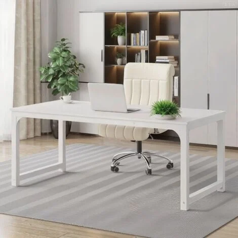 Scrivania industriale - Scrivania per computer - 160 x 80 x 75 cm - Gambe in metallo, bianco