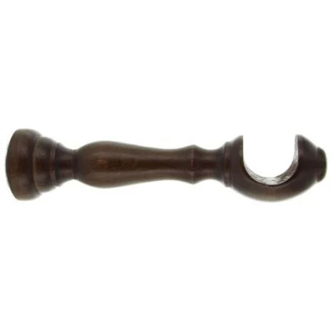 Coppia supporti per bastone tende in legno noce scuro 35 mm 25cm da parete