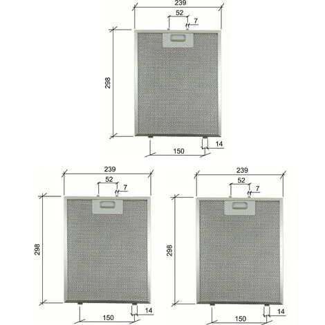 3 PZ BEST HYGENA 08087609 0808735 FILTRO CAPPA METALLI CM 298x239x9mm F 232