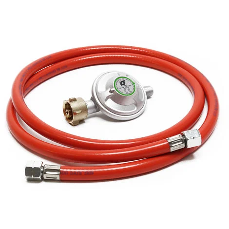 Riduttore di pressione a 50mbar con 150cm di tubo propano per bombola di gas Ø 1/14" / 21,8 mm LH