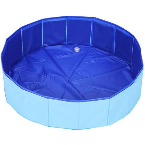 VtiziklPiscine pour animaux de compagnie Chien Piscine Chat Table de Sable Bassin de Bain Piscine Pliable, bleu, (30x10cm)