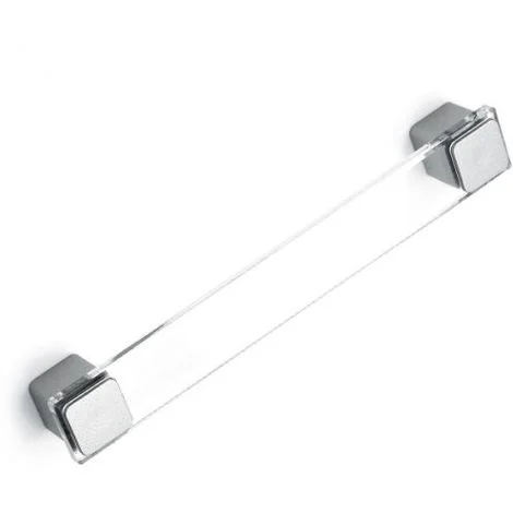 Maniglia Geo Per Mobili trasparente con inserti cromati lucidi 183 x 25 mm