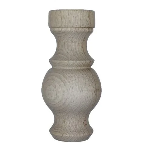 Piede in legno di faggio grezzo per mobili ø 72 x h 150 mm - cod 50046