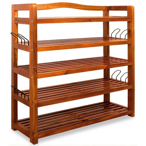 CASARIA® Scarpiera Legno Certificato Acacia FSC® 5 Ripiani 80x26x82cm Salvaspazio Corridoio Portascarpe Scaffale Marrone