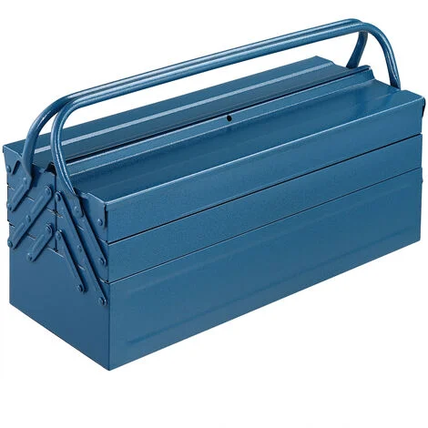 Deuba Cassetta degli attrezzi blu 530x200x200mm da lavoro valigetta portautensili 5 pezzi