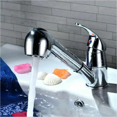 Miscelatore cucina con doccetta estraibile Rubinetto cucina girevole a 360° Acqua calda e fredda Serpentina ceramica (Doccia singola, senza rubinetto) Miscelatore cucina