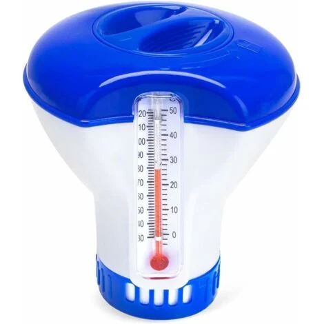 Dispenser Galleggiante di Cloro, Dispenser di Bromo Chimico con Termometro, 5 Livelli di Flusso Regolabili Adatto per Piscine, Spa e Vasche Idromassaggio