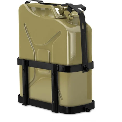 Relaxdays Supporto da Auto per Tanica, Porta Taniche di Benzina da 10 & 20 l, Metallo, Moto, Nero