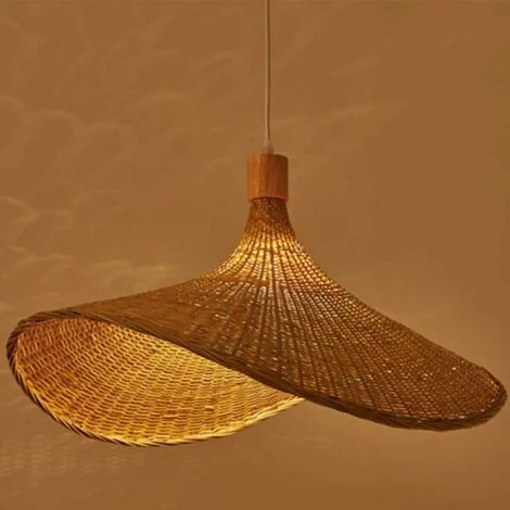 Cappello di paglia di campagna francese fai da te intrecciato a mano in bambù naturale soggiorno lampadario a soffitto paralume a sospensione E27 lampada a sospensione a vite per sala da pranzo plafon