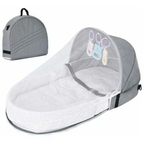 Lettino da viaggio per bambini con zanzariera a baldacchino, lettino pieghevole con zanzariera in cotone traspirante Lettino da viaggio bionico nido coccoloso lettino portatile anti-zanzare per 0-36 m