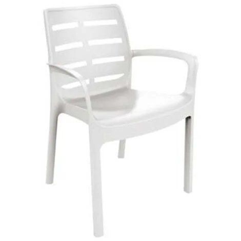 SEDIA IMPILABILE CON BRACCIOLI 'BORNEO' Colore Bianco