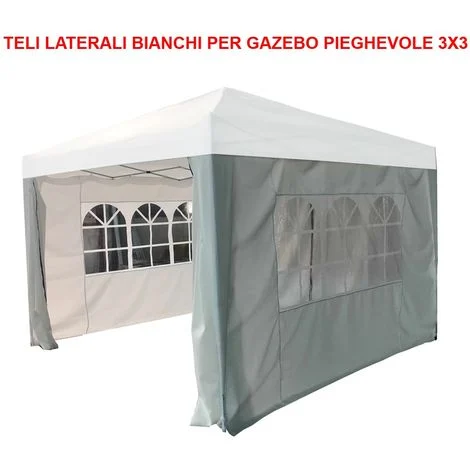 4 TELI LATERALI CHIUSURA DI RICAMBIO PER GAZEBO PIEGHEVOLE DA GIARDINO 3X3 FIERA MERCATINI