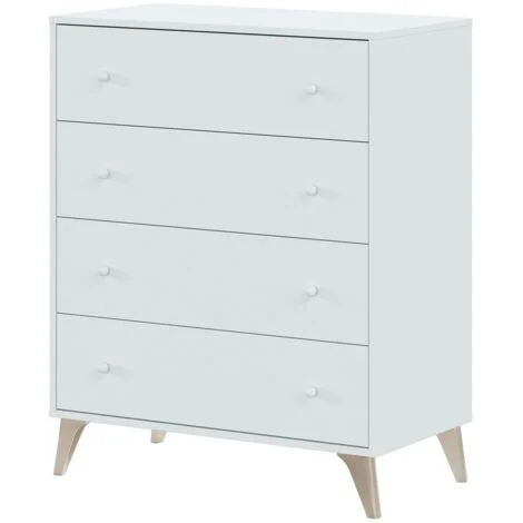 Cassettiera Como Bianco 4 Cassetti Cassettone Camera Letto Cameretta Settimino