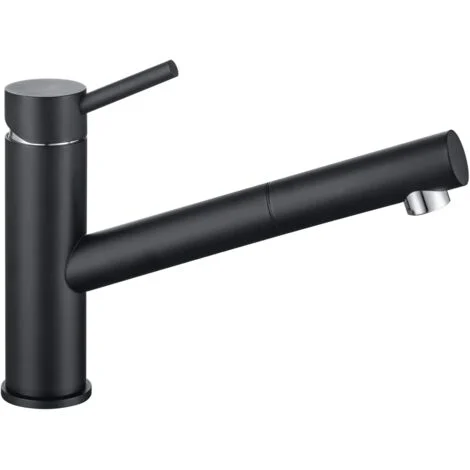 ONECE Rubinetto da Cucina Nero, Miscelatore Cucina con Doccetta Estraibile, Rubinetti Monocomando per Lavello Girevole a 150 °, Acciaio Inox 304, Acqua Fredda e Calda, Aeratore Rimovibile