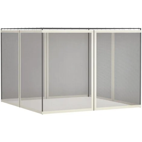 Zanzariere per gazebo/barnum, 3 x 4 m - Set di 4 zanzariere con cerniera e ganci di fissaggio