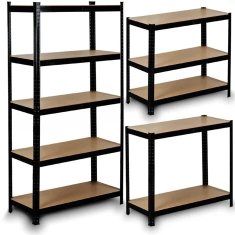 Scaffale portaoggetti in metallo Humberg HR-811 nero, dimensioni 150 x 75 x 30 cm.