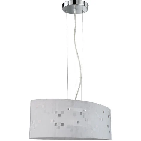 COLINA SOSPENSIONE METALLO CROMATO E VETRO SATINATO L50 D20 W60 excl. 2x E27 · max. 40W