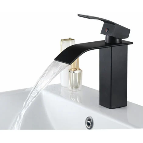 Ulisem NERO Rubinetto Lavabo a Cascata Miscelatore in Ottone per Bagno dal Design Moderno