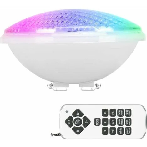 Faretto LED per piscina Ulisem RGBW 40W PAR56, impermeabile IP68, sommergibile a 12V DC/AC, con telecomando, che offre un'illuminazione multicolore.
