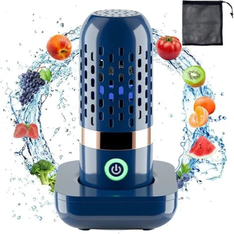 Macchina per la pulizia di frutta e verdura, macchina per la pulizia di frutta e verdura portatile senza fili con sacchetto in rete, purificatore alimentare con tecnologia di purificazione agli ioni O