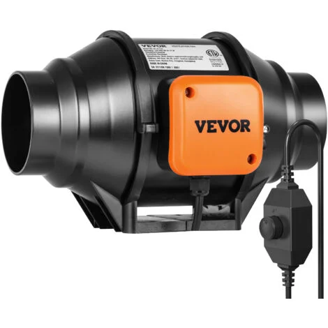 VEVOR Ventola per Condotto in Linea 304 x 235 x 190 mm Ventola di Scarico Silenziosa con Regolatore Velocita Variabile, Motore CA, per Booster Raffreddamento, Tende Coltivazione, Coltura idroponica