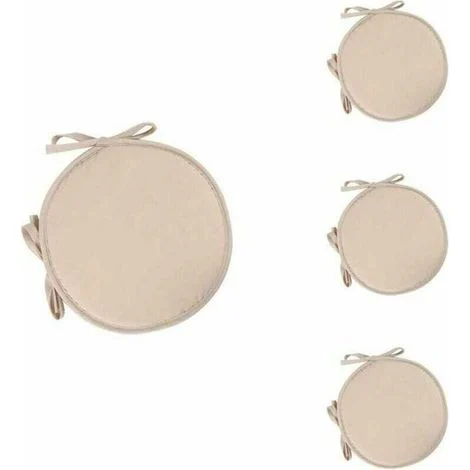Set di 4 cuscini rotondi per sedie, cuscini rotondi per sedie, cuscini per sedie per sala da pranzo, giardino, casa, ufficio, cucina (beige)