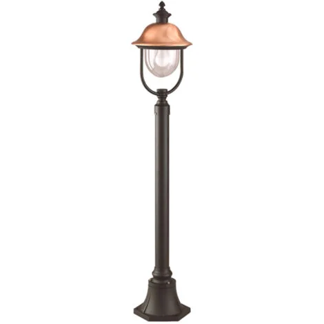Paletto Esterno Classico Tatum Alluminio Nero Rame 1 Luce E27 Ip44