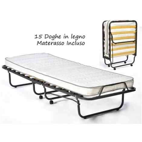 Brandina Pieghevole con Materasso 80x190 Letto Singolo Doghe Branda Poliuterano