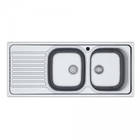 Lavello incasso acciaio inox 116x50 cm doppia vasca e gocciolatoio sinistro SA138