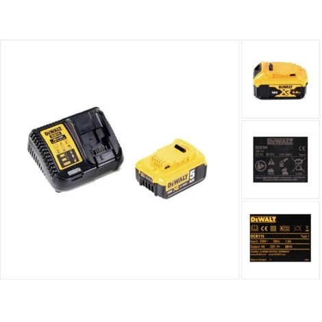 Pacchetto energia 18V XR Li-Ion (1x 5.0 ah) con caricabatterie rapido - DEWALT DCB184DCB115