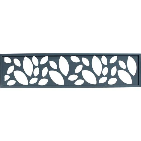 Pannello decorativo in alluminio per recinzione LARKO - Motivo foglie - Grigio antracite RAL 7016 - 176x42,8 cm