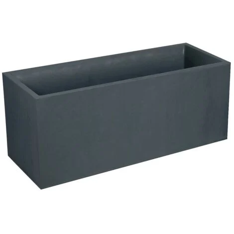 EDA VOLCANIA - Fioriera in plastica "stone decor", Grigio antracite, 99,5 x 39,5 x 43,5 cm