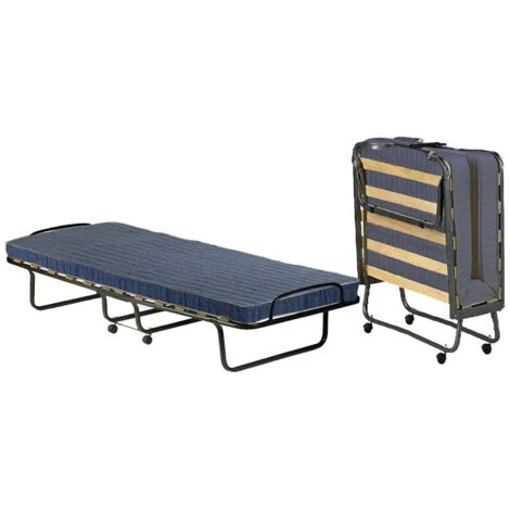Letto pieghevole Ada, Brandina con rete 12 doghe, Materasso incluso, Lettino salvaspazio, 100% Made in Italy, 80x190h37 cm