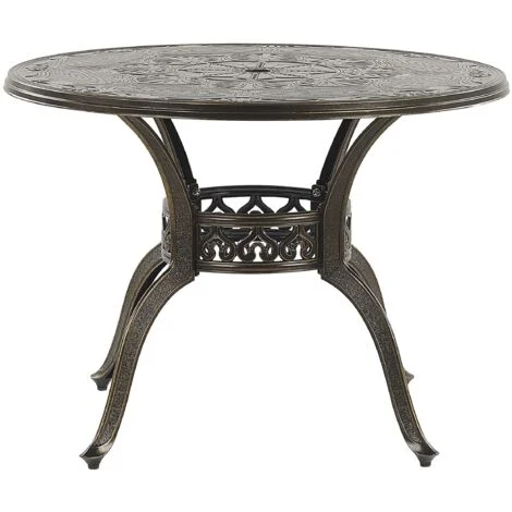Tavolo Tondo da Giardino Marrone in Alluminio ø 100 cm Stile Vintage Sapri