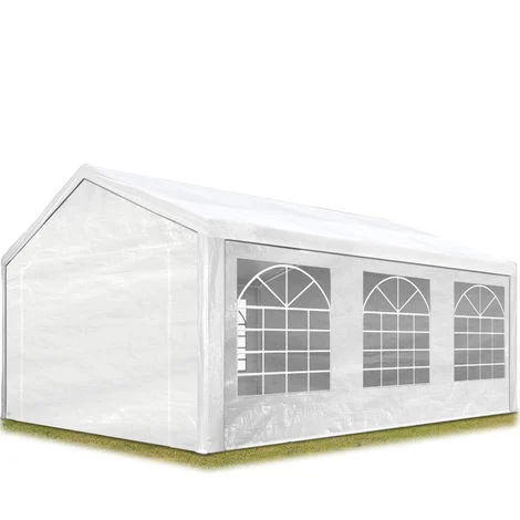 Tendone per Feste Gazebo 4x6 m bianco PE 350 N Impermeabile Protezione UV Tenda Giardino Sagre Eventi Mercati Esterno