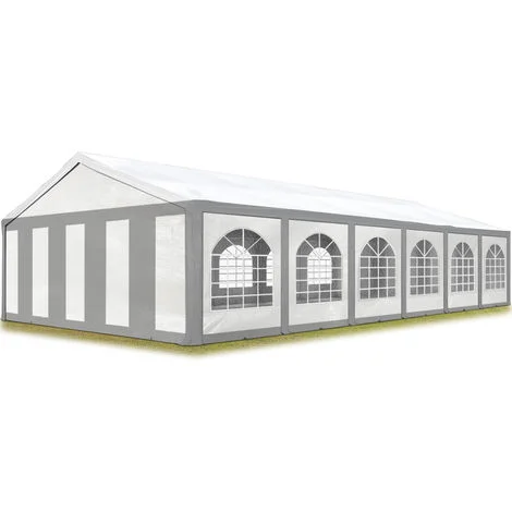 Tendone per feste 6x12 m Gazebo party per sagre, mercati PE 450 N bianco-grigio