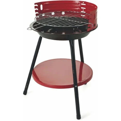 BARBECUE TONDO ROSSO PORTATILE 36 X H 55 SENZA RUOTE IN METALLO