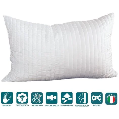 EVERGREENWEB - Occasione Cuscino Fiocco Memory 42X72, ottimo per dolori cervicali, tessuto traspirante, 100% memory 42x72 - Guanciale modello saponetta, cuscino per il collo, adatto a tutti i materass