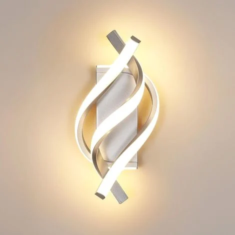 Goeco Applique Murale LED da Interno 22W – Creativa Argento – Lampada da Parete Moderna Luce Calda 3000K – Acrilico per Camera Soggiorno Corridoio Scala
