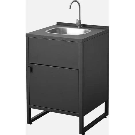 Modulo cucina da esterno in acciaio con lavello e 1 ante, 60cm