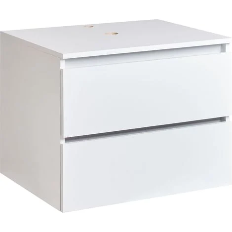 Armadietto da bagno sospeso a parete Fronte scanalato 2 cassetti 60 x 47 cm Marmo bianco Serra